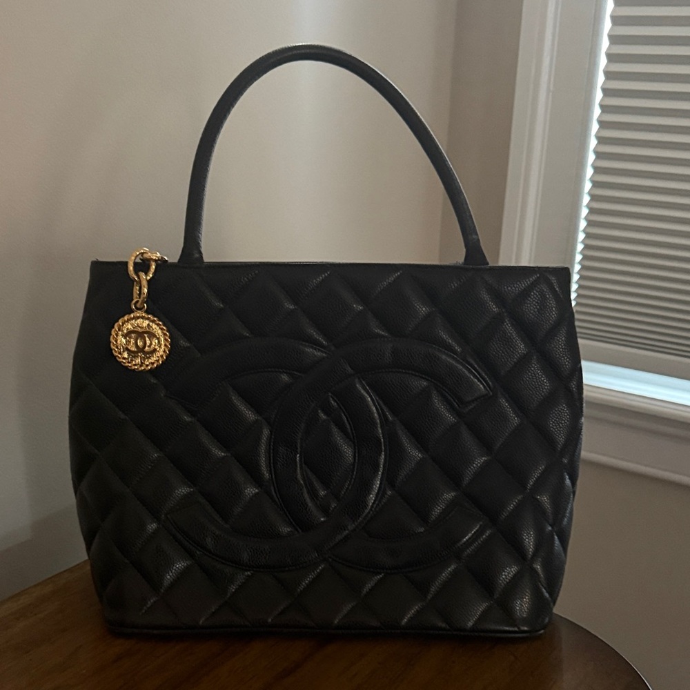 Chanel Black Quilted Tote with Gold Charm